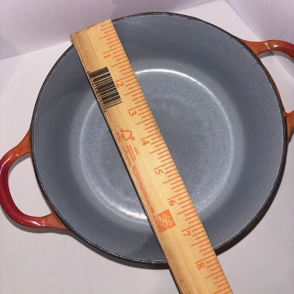 Vintage Cousances Le Creuset 8 Inch Dutch Oven Flame Orange